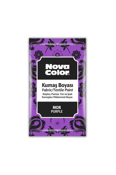 Nova Color Mor Kumaş Boyası Toz 12 gr 1 Adet Toz Kumaş Boyası Mor Kot Pantalon Gömlek Tişört Tekstil