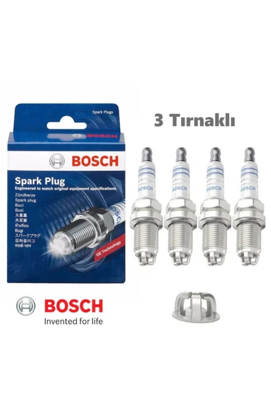 Bosch SEAT CORDOBA 1.4 1.6 4 ADET Buji Takımı 3 Tırnak 1997-2007 3 TIRNAK KIVILCIM - Resim 1