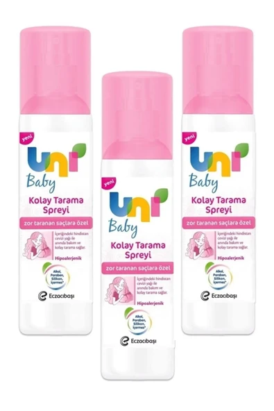 Uni Baby Kolay Saç Tarama Spreyi 200 ml 3 Adet