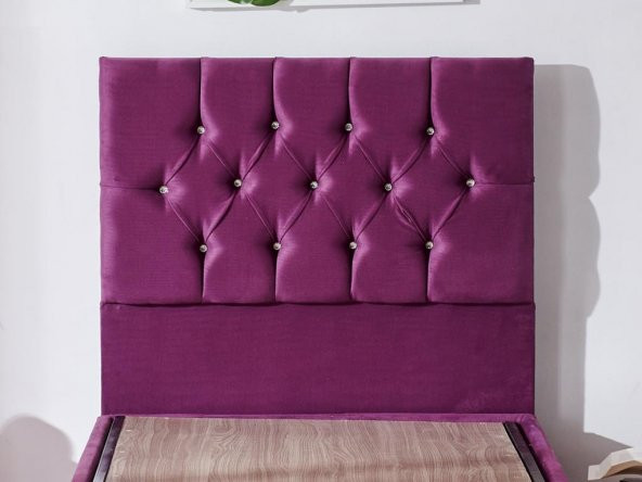 Niron Violet Baza ve Başlık Seti - 90x200 cm Tek Kişilik Sandıklı Mor Kumaş Baza ve Başlığı - 7