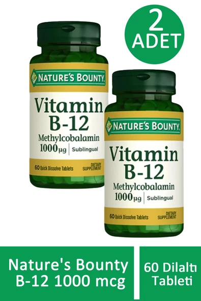 Nature's Bounty B-12 1000 mcg 60 Dilaltı Tableti 2 ADET