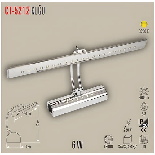 CATA CT 5212 Kuğu Ledli Duvar Apliği 6W 6400K Beyaz Işık - 3