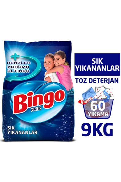 Bingo Matik Sık Yıkanan Çamaşırlara Özel 9 Kg ürün görseli