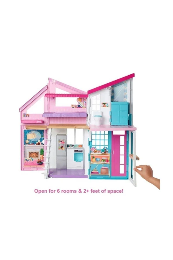 Barbie'nin Malibu Evi, Dönüşüm Özellikli, 25'ten Fazla Parçalı ve 2 Katlı Bebek Evi - Resim 3