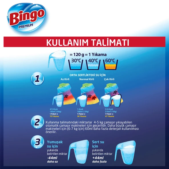 Bingo Premium Toz Çamaşır Deterjanı 7 Kg Renkli - 7