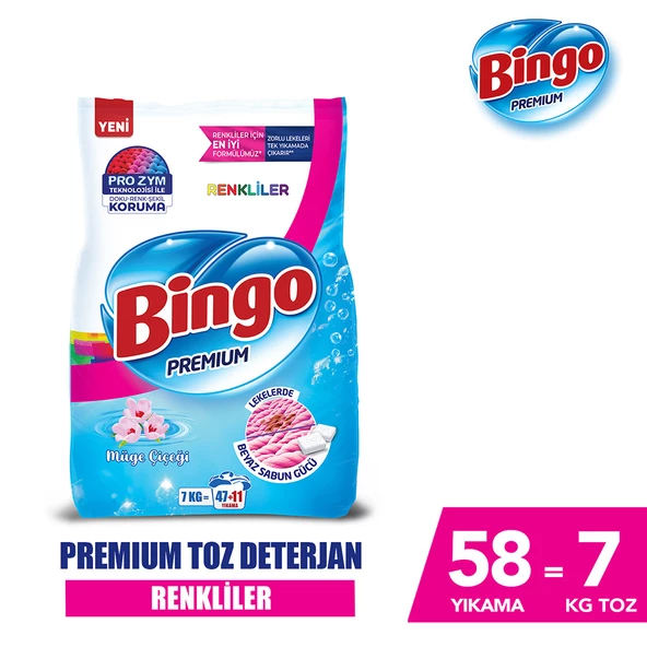 Bingo Premium Toz Çamaşır Deterjanı 7 Kg Renkli