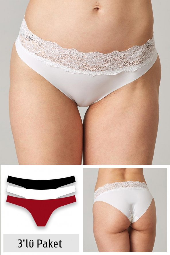 PIERRE CARDIN 2843 DANTELLİ LAZER KESİM 3 LÜ SLİP KÜLOT