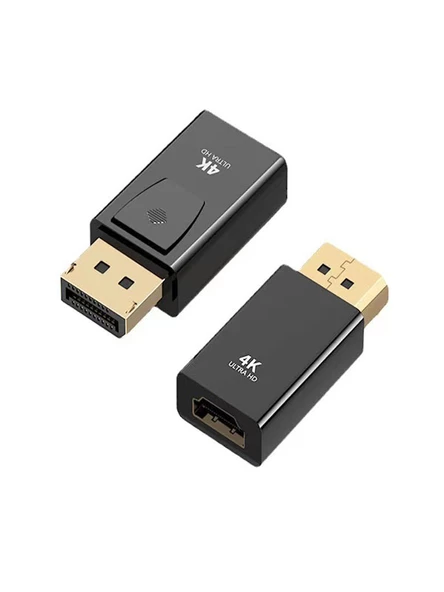Displayport to Hdmi Mini Siyah 4k 30hz Dp to hdmı Kablo Displayport Çevirici Dönüştürücü - 4