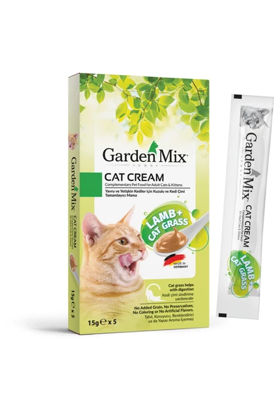 Gardenmix Kedi Çimi ve Kuzulu Krema Kedi Ödül Maması 15 Gr 5 Li