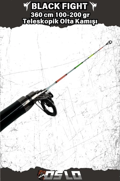 Oslo Black Fight 360 cm 100-200 gr Teleskopik Olta Kamışı - Resim 4