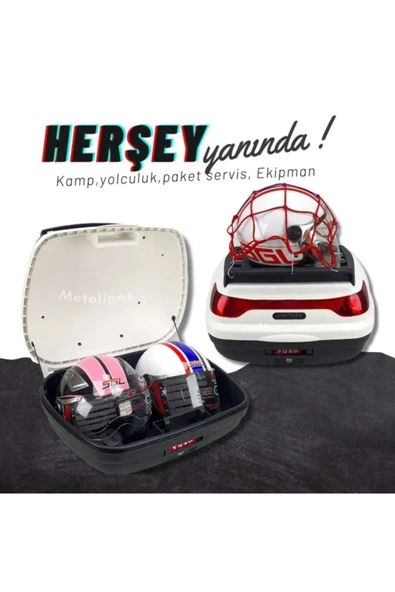 Wogen 52 Litre Motosiklet Topcase Arka Çanta Beyaz MOTOSİKLET ARKA ÇANTA ÜST BAGAJ BASİC - 3