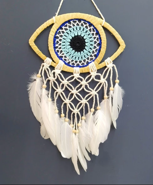 Rafyalı Makrome Örmeli Göz Model El Yapımı Duvar Süsü ürün görseli