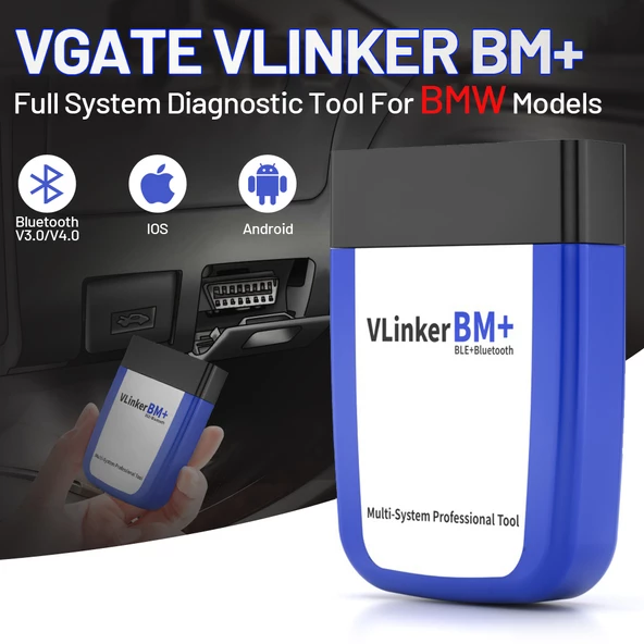 Soylu Elektronik BMW Uyumlu Arıza Tespit Cihazı Vlinker BM+ V2.2 Bt4.0 Bimmercode IOS Android