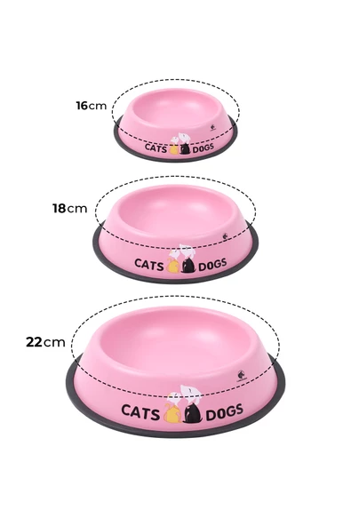 RENKli Metal Mama Kabı, Kedi Köpek Mama Su Kabı 20 cm - 12