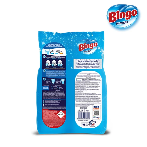 Bingo Premium Toz Çamaşır Deterjanı 7 Kg Beyaz 2'li - 3