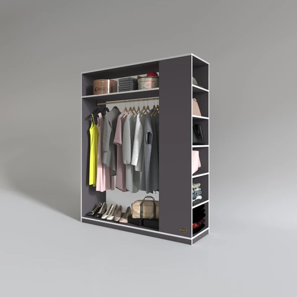 Kenzlife giysi dolabı bayram 180*150*40 gri gardırop - Resim 2
