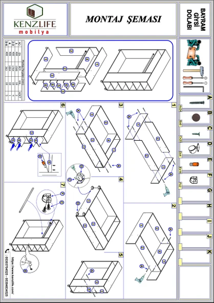 Kenzlife giysi dolabı bayram 180*150*40 byz gardırop - Resim 4