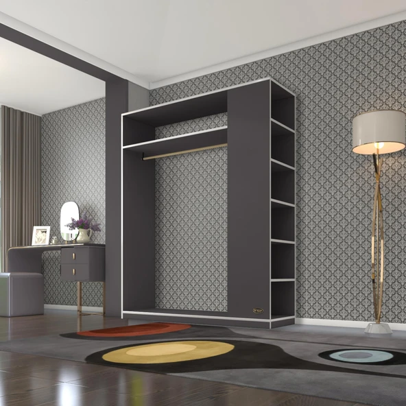 Kenzlife giysi dolabı bayram 180*150*40 gri gardırop - Resim 3