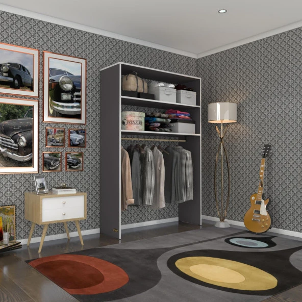 Kenzlife giysi dolabı hayrettin 180*120*40 gri gardırop
