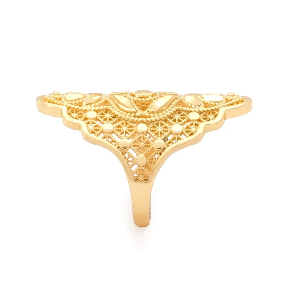 Çelik Yüzük Kadın Altın Kaplama Hint Model YZK-471 - Resim 3