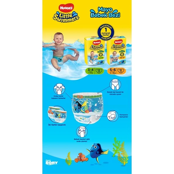 Huggıes Little Swımmers Mayo Bebek Bezi Beden:3-4 (7-15Kg) 48 Adet (4Pk*12) - Resim 8