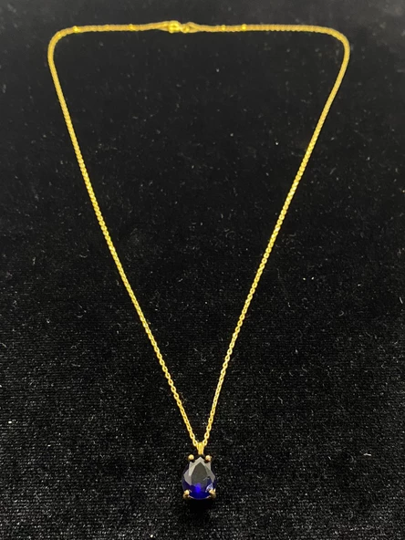 Renkli Zirkon Taşlı 925 Ayar Gümüş Zincirli Damla Bayan Otantik Kolye - 6