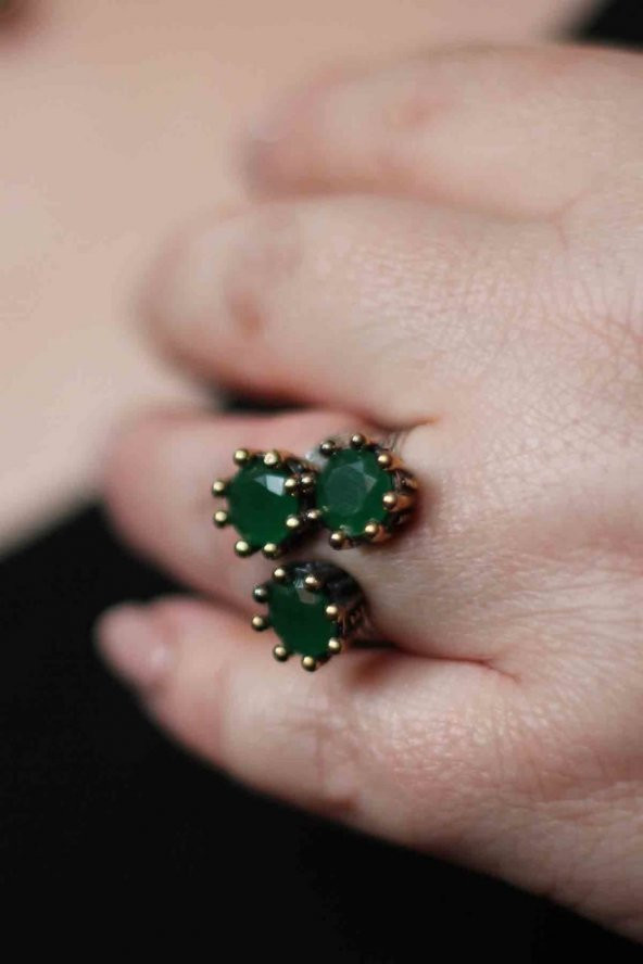 Söğütlü Serisi Gümüş Doğal İnci Taşlı Otantik Bayan Yüzük - 3