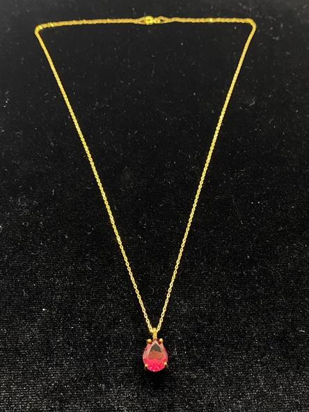 Renkli Zirkon Taşlı 925 Ayar Gümüş Zincirli Damla Bayan Otantik Kolye - 5