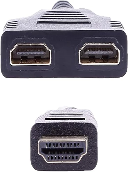HDMI Çoğaltıcı Erkek Çift HDMI Dişi Çoklayıcı Adaptör Kablosu Siyah - 5