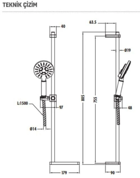 Creavit Sh463 Sürgülü Duş Sistemi 3 Fonksiyonlu - 3