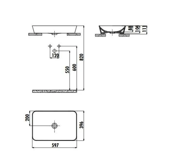 Creavit UL060 60X40 cm Set Üstü Lavabo Antrasit Mat - 2
