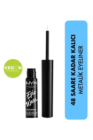 NYX Professional Makeup Eyeliner - Epic Wear Metallic Liquid Liner Silver Metal