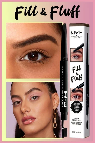 NYX Professional Makeup Fill & Fluff Eyebrow Pomade Pencil Kaş Kalemi- Ash Brown - 3