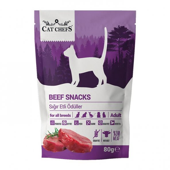 Cat Chefs Beef Snacks 80 gr (Sığır Etli Kedi Ödülü)