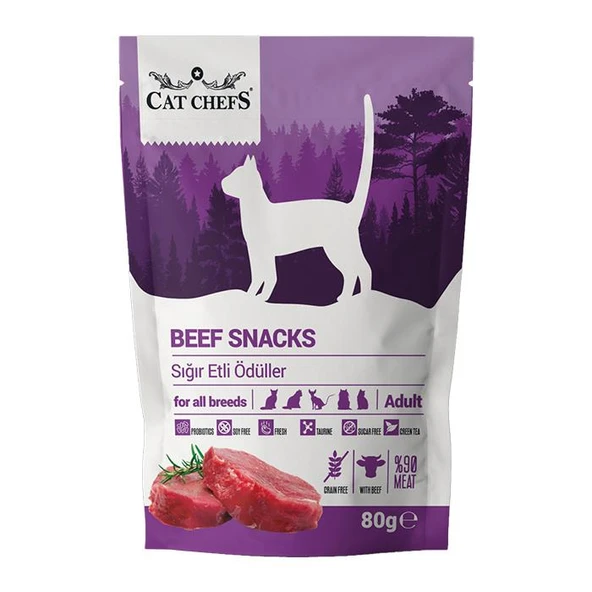 Cat Chefs Beef Snacks 80 gr (Sığır Etli Kedi Ödülü) ürün görseli