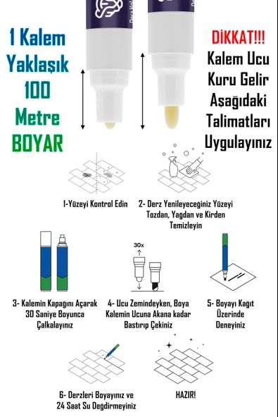 3lü Beyaz Derz Kalemi Hızlı Kuruyan Yedek Uç Su Bazlı Kokusuz Derz Dolgu Fayans Yenileme Boyası - 4