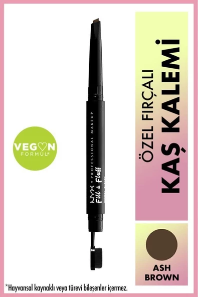 NYX Professional Makeup Fill & Fluff Eyebrow Pomade Pencil Kaş Kalemi- Ash Brown