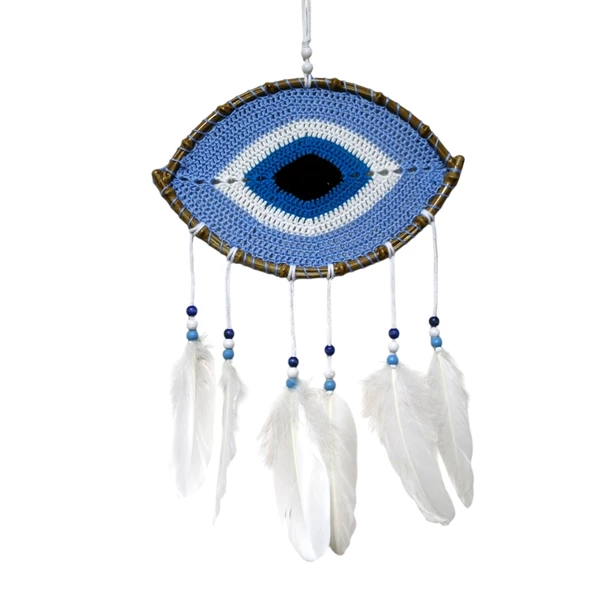 Buz Mavisi Motifli Göz Model El Yapımı Duvar Süsü ürün görseli