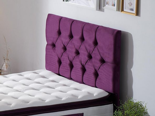 Niron Purple Tek Kişilik Yatak Başlığı - 90 cm Mor Kumaş Başlık - Baza ve Karyola Başlığı - 2