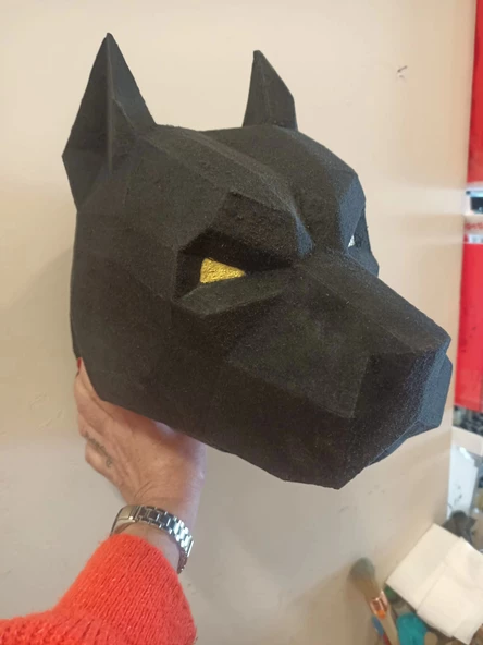 Kubik Kurt Köpek Kafası Duvar Asma Kübik Gerçek Ebatlarda Baş Kafa - Resim 2