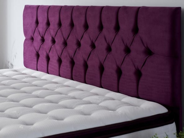 Niron Purple Çift Kişilik Yatak Başlığı - 200 cm Mor Kumaş Başlık - Baza ve Karyola Başlığı - 2