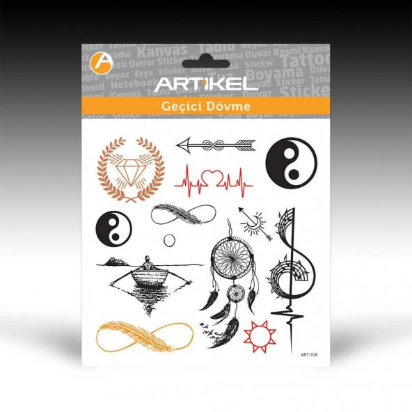 ART-038 Geçici Dövme,Geçici Tattoo 15,5x15,5cm Vücut Dövmesi,Kol Bilek Dövme,Boyun Dövme,Sırt Dövme - 2