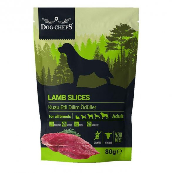 Dog Chefs Lamb Slices 80 gr (Kuzu Etli Dilim Köpek Ödülü)