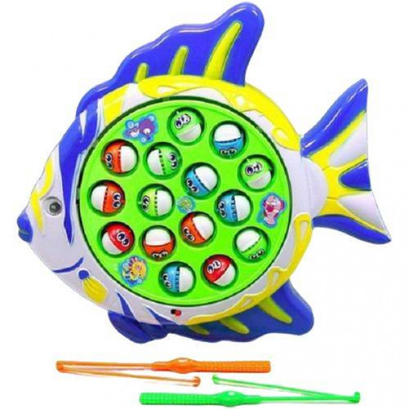 BALIK TUTMA OYUNU FİSHİNG GAME PİLLİ MÜZİKLİ OYUN 15 Balıklı 2 Oltalı Eğitici Eğlenceli Oyuncak - 3