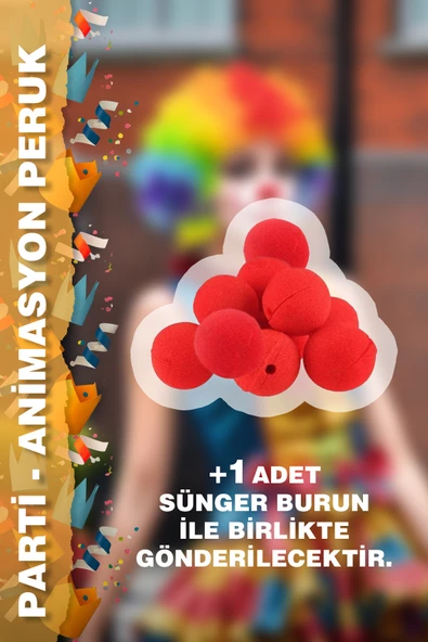 Animasyon Parti Ve Palyaço Peruğu – Renkli + Sünger Burun - Resim 3