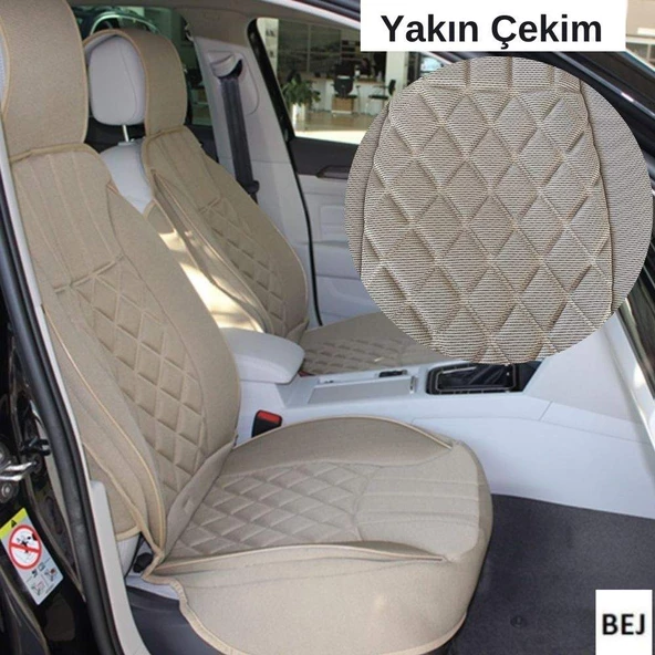 Oto Koltuk Minderi Full Set Takım - Bej Renk Takmatik Pratik