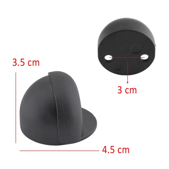 Kapı Stoperi Silikonlu Yarımay Tamponu Vidalı Metal Kapı Stopu Durdurucu Tutucu Mat Siyah (1 ADET) - 2