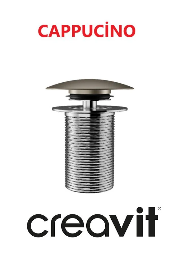 Creavit SF030 Pop-Up Sifon Başlığı Cappucino Taşmasız Krom Lavabo Tapası Basmalı