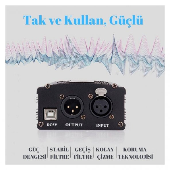 48V Phantom Power Ses Kartı (Usb Kablo + XLR Kablo) - 3