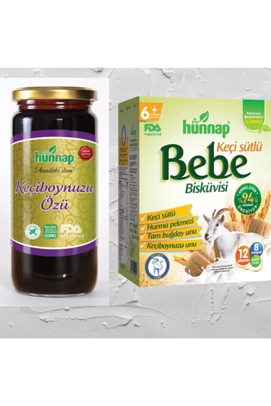 Hünnap Keçiboynuzu Özü 640 gr+ Keçi Sütlü Bebe Bisküvisi ürün görseli 1